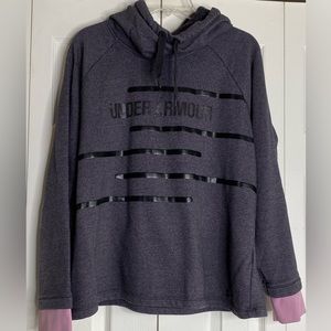 Women's Under Armour Threadborne Hoodie Sweatshirt Purple Black Pink Sz Large